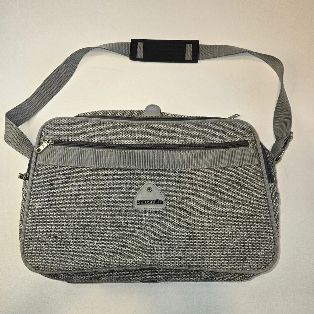 Samsonite Profile Tweed 1987 Gray Shoulder Bag Carry‎ On Small Suitcase